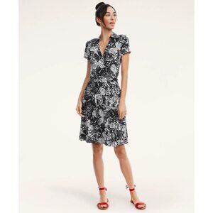 Brooks Brothers black and white butterfly wrap dress. Size small